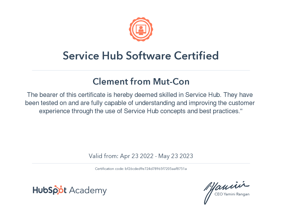 HubSpot Service Hub Software Certified