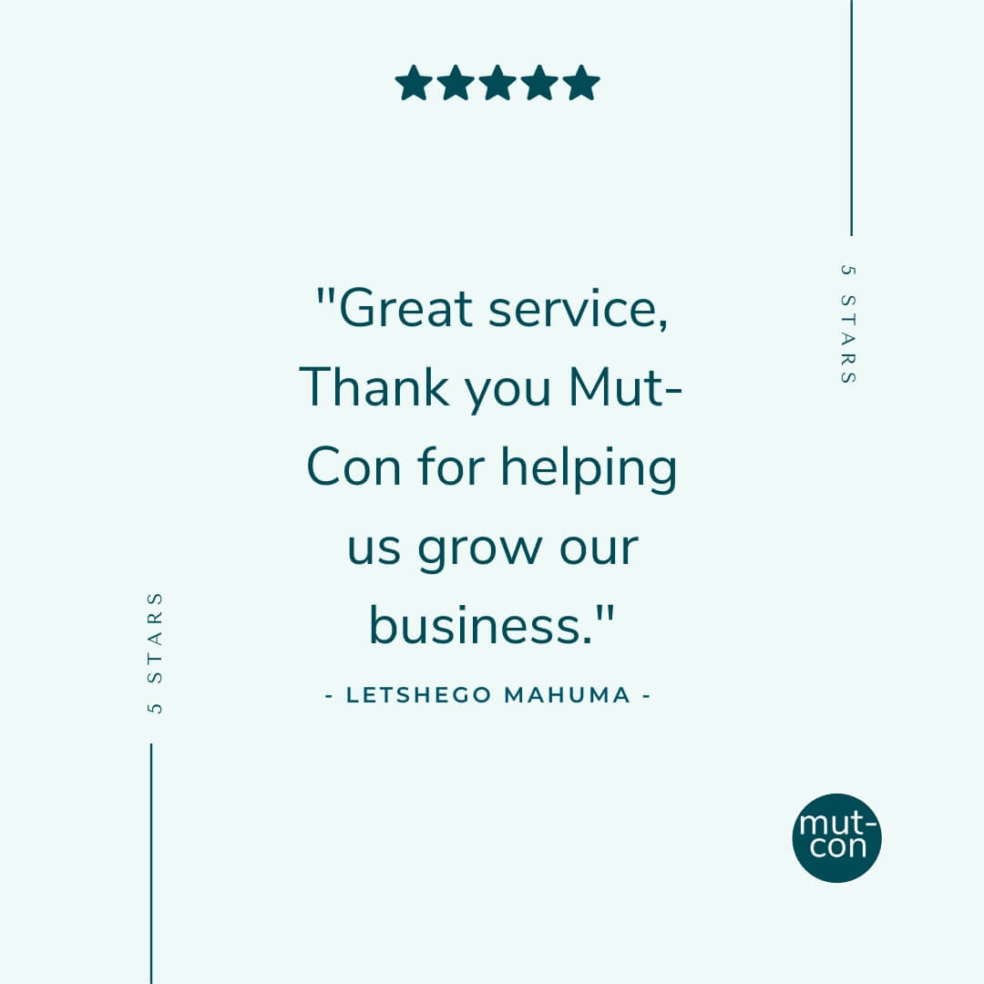 Great service, Thank you Mut-Con for helping us grow our business!
